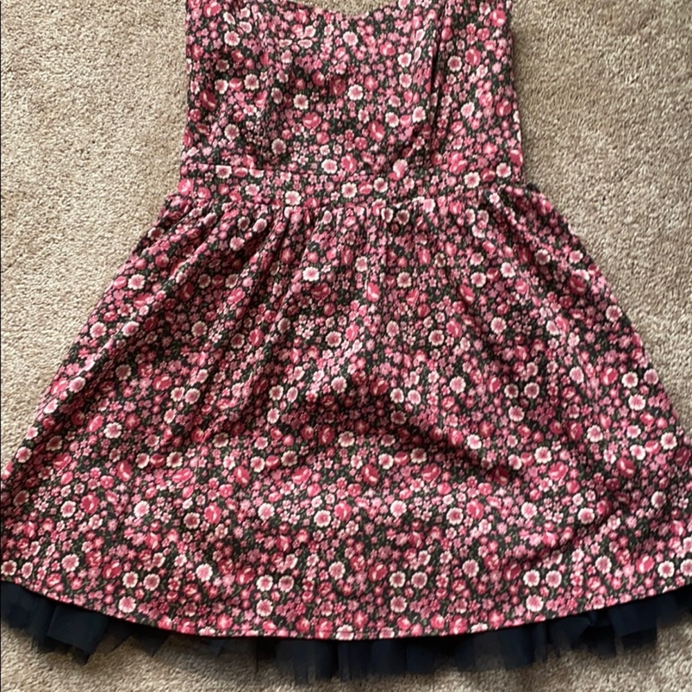 Pink floral dress with tulle detail